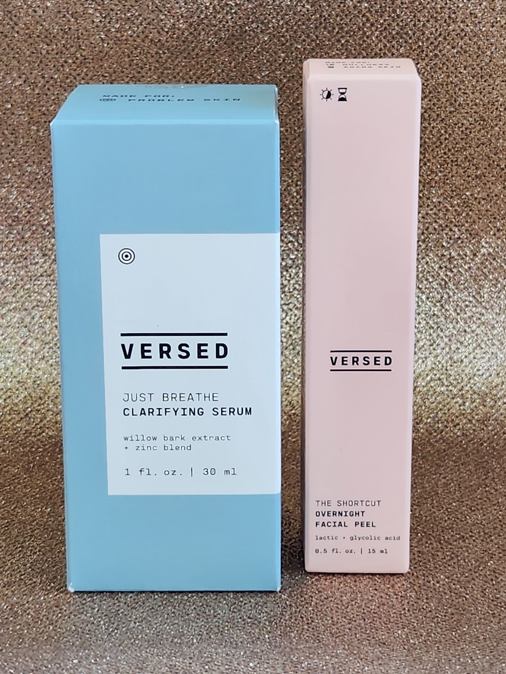 VERSED Skincare Bundle: Just Breathe Clarifying Serum & The Shortcut Peel - NIB